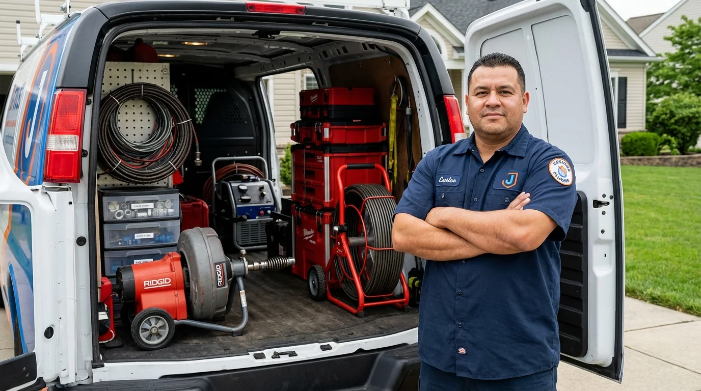 Professional drain cleaning equipment and Johns Plumbing LLC plumber in Dunsmuir