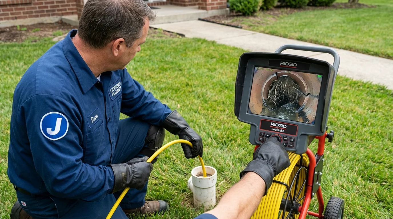 Sewer camera inspection being performed by Johns Plumbing LLC in Dunsmuir