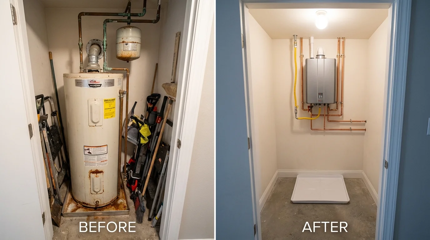 Tank water heater versus wall-mounted tankless unit comparison for Dunsmuir, CA homeowners