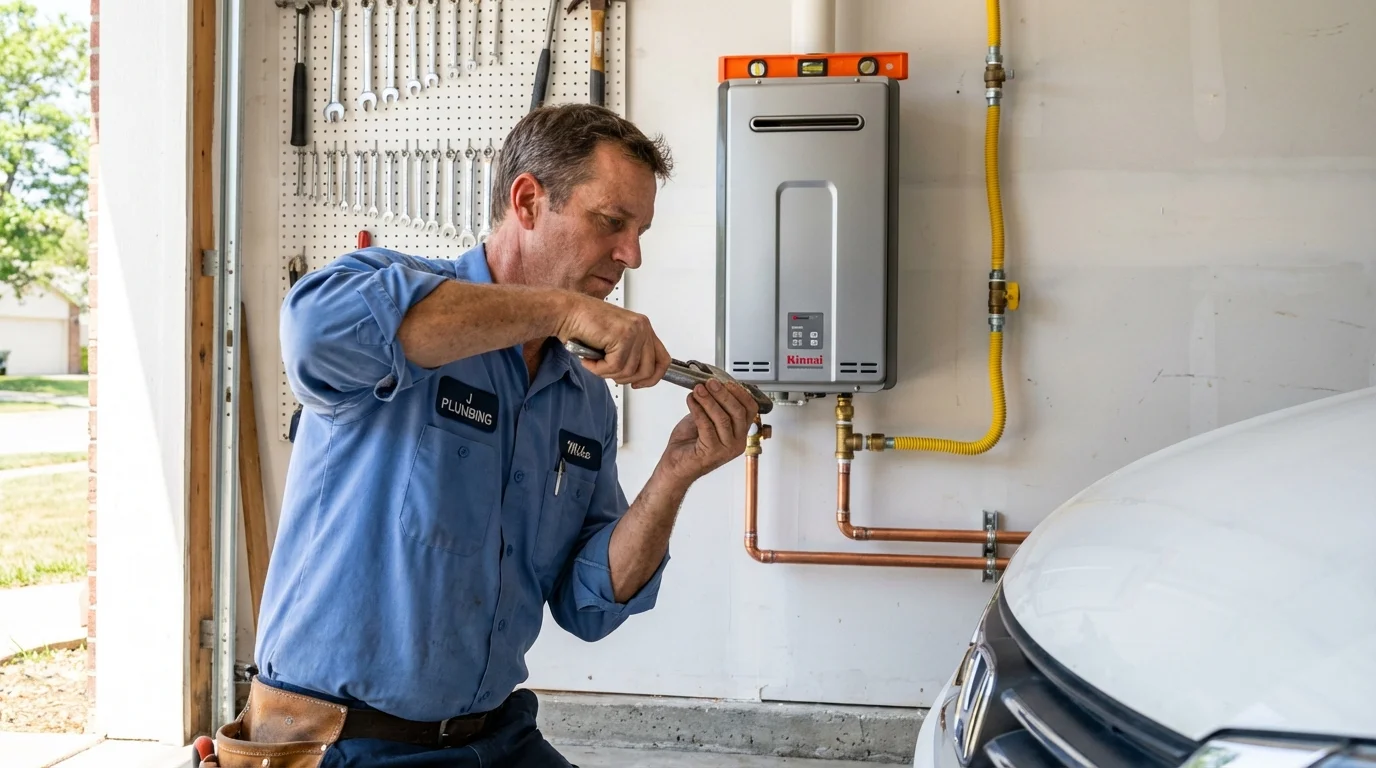 Tankless water heater installation by a Johns Plumbing LLC plumber in Dunsmuir